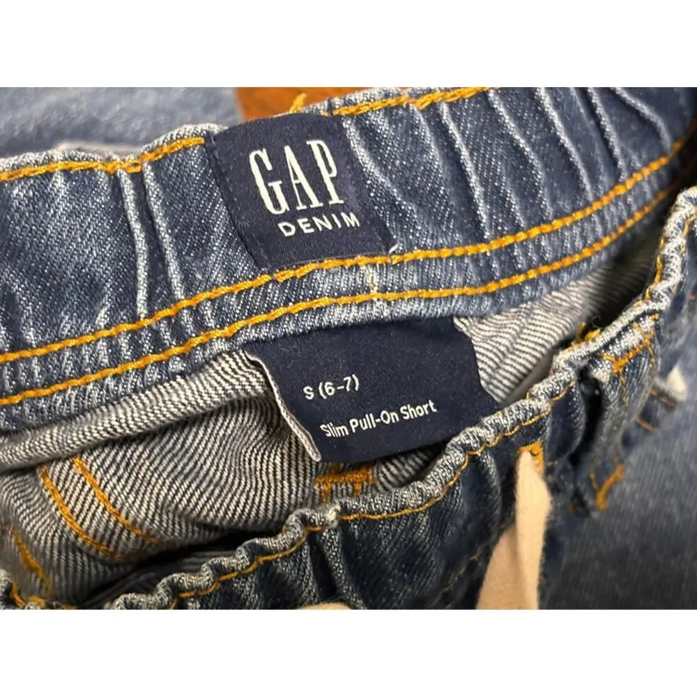 Gap Denim Blue Shorts Boys Kids Elastic Drawstring Pull On Small 6-7